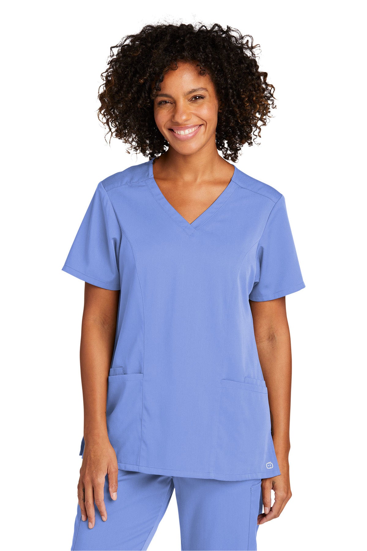Wonder Wink Womens Blue Pockets V Neck Short Sleeve Medical Scrub Top Size XL
